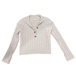 Frank & Oak light purple Seawool Quarter button down sweater